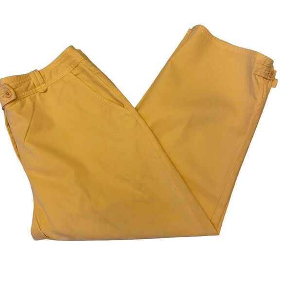 Talbots Pale Yellow Cropped Pants with Button Hem Size 12 Petite - Picture 3 of 16